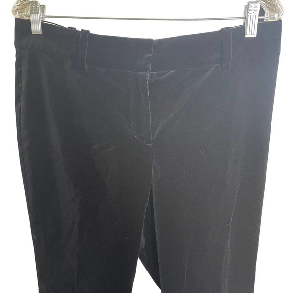 Ann Taylor Black Velvet Pants Straight Legs Stretch Classic Size 10 EUC - Picture 2 of 8